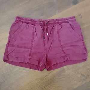Burgundy Draw String Elastic Waist Shorts